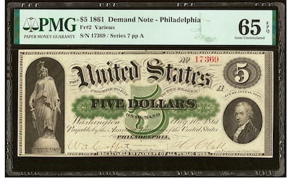 El billete fue calificado como Gem Uncirculated 65 EPQ por PMG debido a su buen estado de conservación