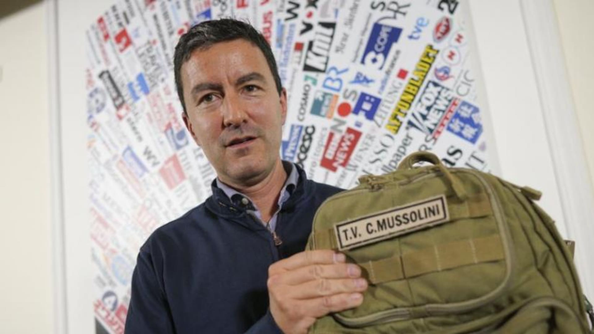 El bisnieto del Benito Mussolini, Caio Giulio Cesare, durante una conferencia de prensa en la sede de los corresponsales en Roma, en 2019