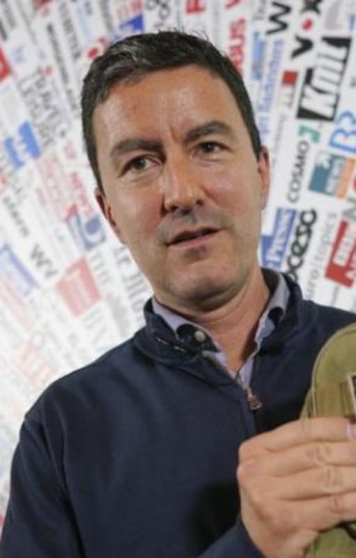 El bisnieto del Benito Mussolini, Caio Giulio Cesare, durante una conferencia de prensa en la sede de los corresponsales en Roma, en 2019