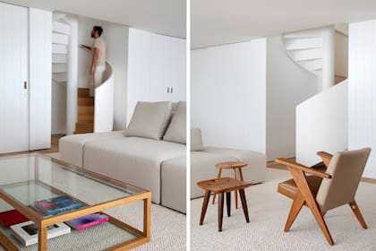 El blanco y la madera son protagonistas en el interior. Los pisos son de madera de tauari, de origen brasileño.