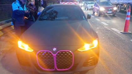 El BMW en el que viajaban Verón y las otras dos mujeres al momento del accidente