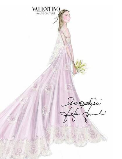 El boceto del vestido que diseñó Maison Valentino para Beatrice Borromeo