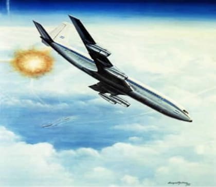 El Boeing comandado por Otto Ritondale inicia las maniobras de evasión
(ilustración de Exequiel Martínez)