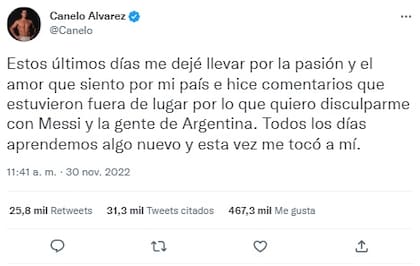 El boxeador se disculpó tras insultar a Messi