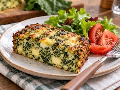 El budín de acelga es una alternativa saludable y fácil de preparar para el almuerzo o la cena (Foto: imagen ilustrativa con IA)
