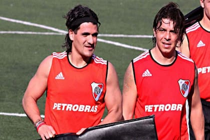 El Burrito y el Muñeco en un entrenamiento en River