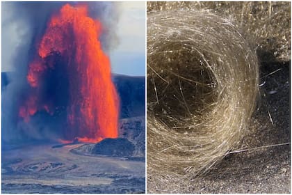 El “Cabello de Pele” es un material volcánico liviano y cortante que puede desplazarse a grandes distancias