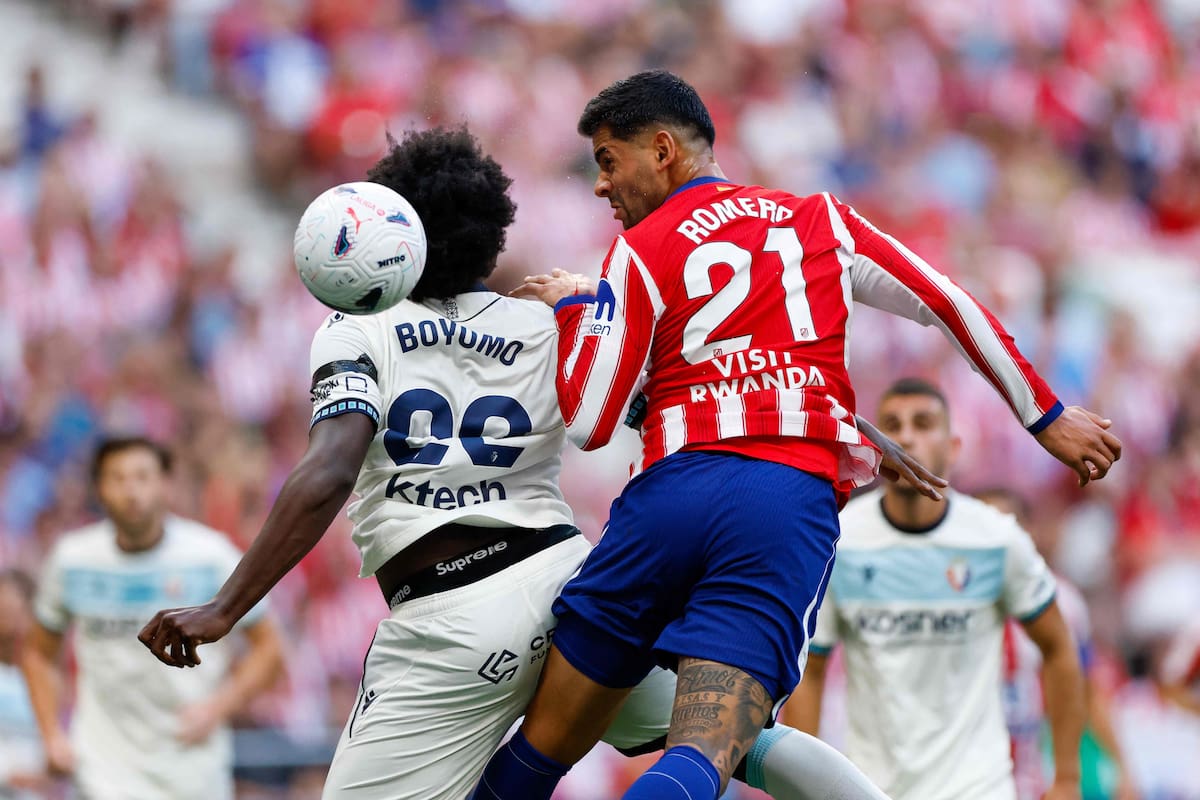 El cabezazo del Cuti Romero, en una de las situaciones de gol de Atlético de Madrid ante Osasuna