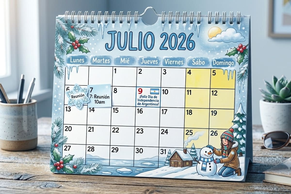 El calendario de julio para marcar las actividades del mes