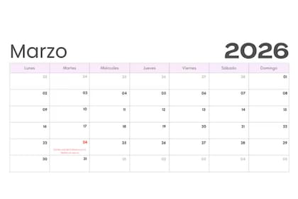 El calendario de marzo para imprimir