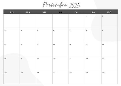 El calendario de noviembre 2025 para imprimir