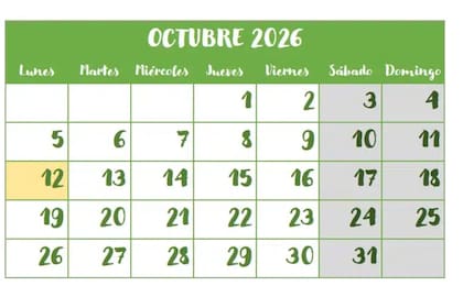 El calendario de octubre, en papel