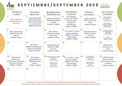 El calendario oficial del banco de alimentos señaló en qué días habrá mercados móviles (Facebook/FIND Food Bank)