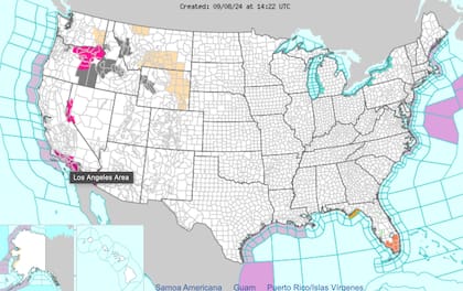 El calor avanza con fuerza sobre California y permanece en Florida.