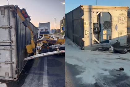 El camión provocó un corte total sobre la autopista 25 de Mayo