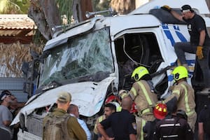 El camión que impactó contra una parada de colectivo.
