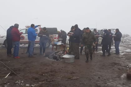 El campamento montado en la zona más alta que se pudo llegar en vehículo