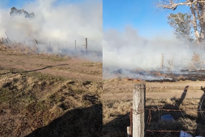 El campo en el momento que se incendiaba