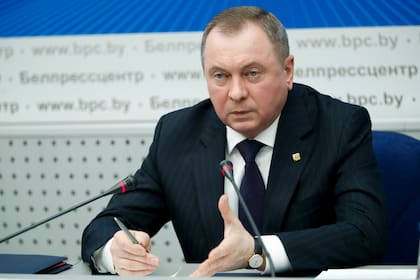 El canciller bielorruso, Vladimir Makei, durante una conferencia de prensa en febrero de este año