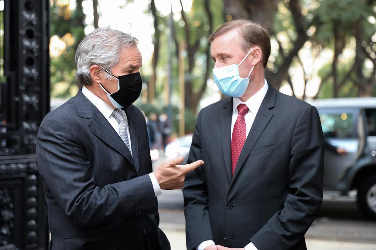 El canciller Felipe Solá junto a Jake Sullivan, Consejero de Seguridad Nacional de EE.UU.