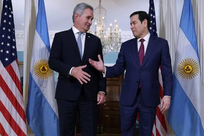 El canciller Pablo Quirno y el secretario de Estado, Marco Rubio, en Washington.