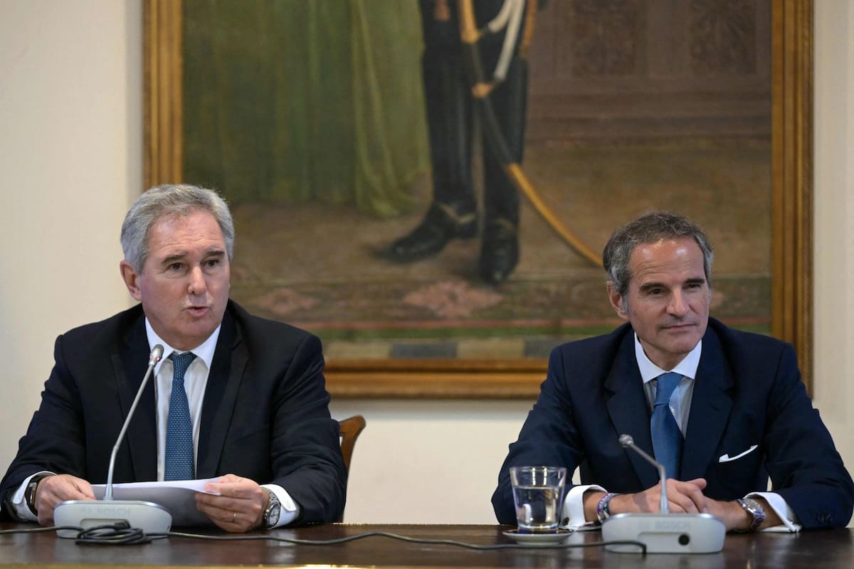 El canciller Pablo Quirno y el titular de la OIEA, Rafael Grossi