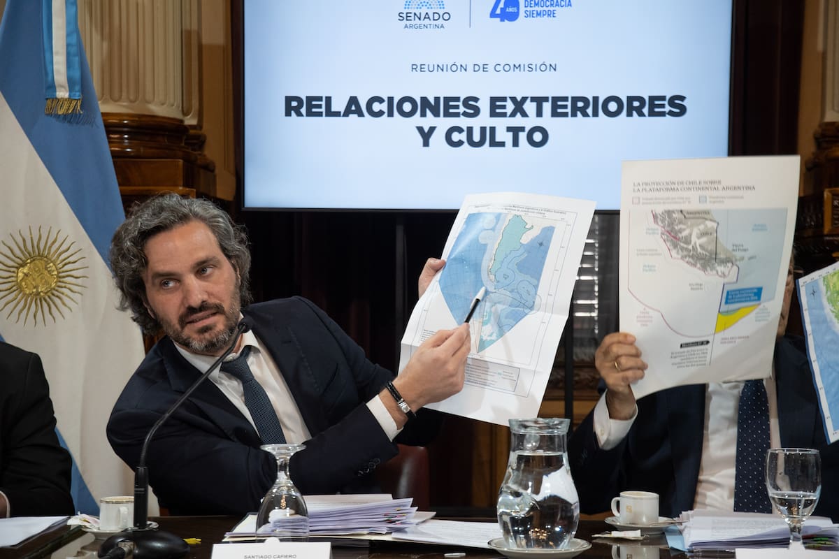 El canciller Santiago Cafiero, este jueves en la comisión de Relaciones Exteriores del Senado