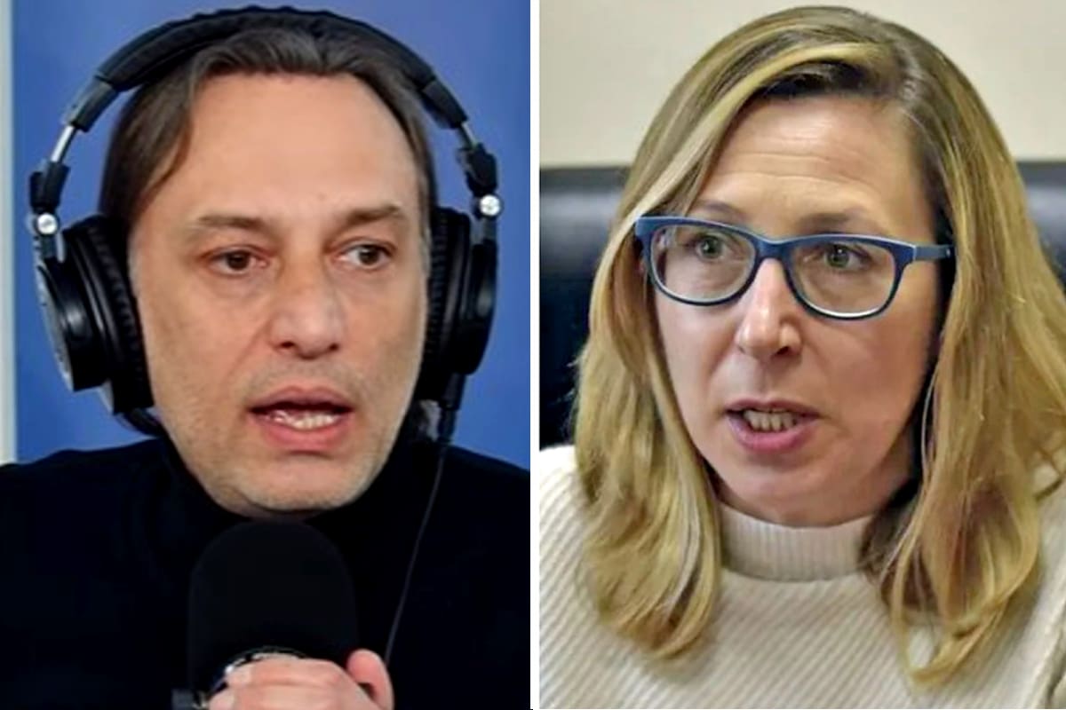 El candidato a diputado por La Libertad Avanza, Sergio "Tronco" Figliuolo junto a la exlegislador por el Frente de Izquierda-Unidad (FIT-U), Myriam Bregman