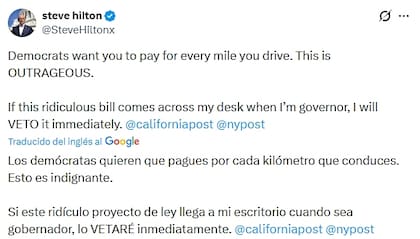 El candidato a gobernador se opone al impuesto al millaje