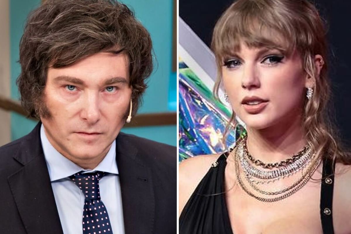 El candidato a presidente por La Libertad Avanza, Javier Milei, junto a la cantante estadounidense de música country, Taylor Swift