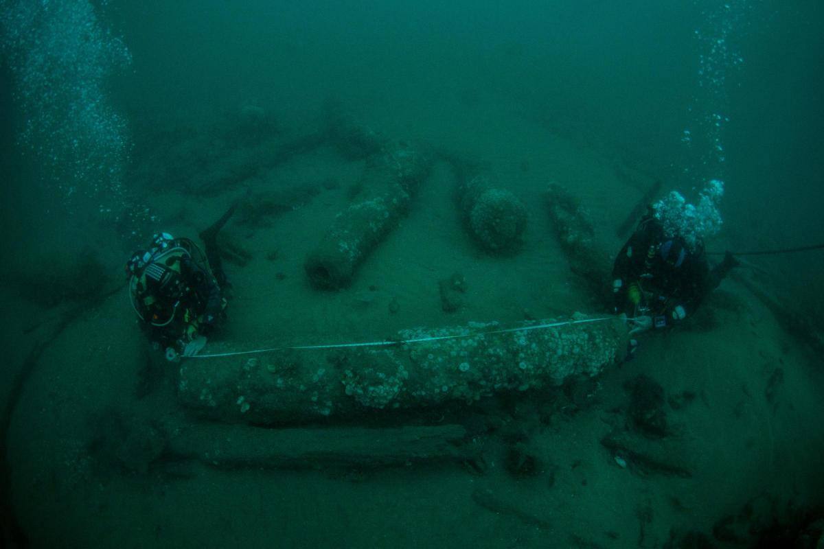 El cañón del HMS Gloucester.