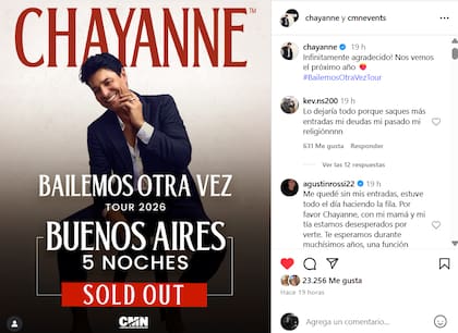 El cantante puertorriqueño se mostró muy feliz por haber agotado todos sus shows en Argentina (Foto: Captura Instagram @chayanne)