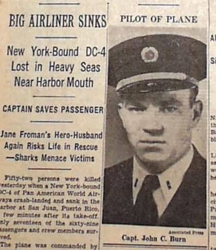 El capitán del avión, John Burn en una nota de The New York Times