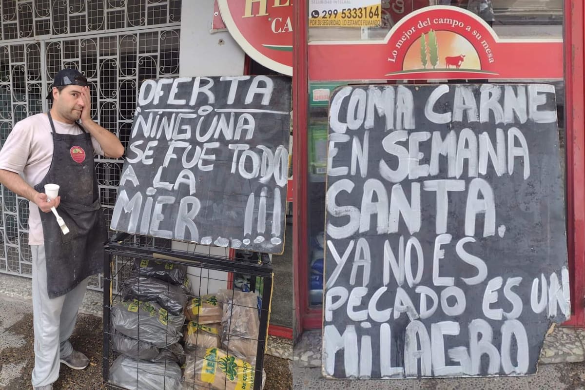 El carnicero de un comercio manifestó su indignación por la inflación de una forma muy original