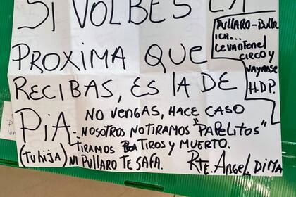 El cartel con amenazas a Ángel Di María en Rosario