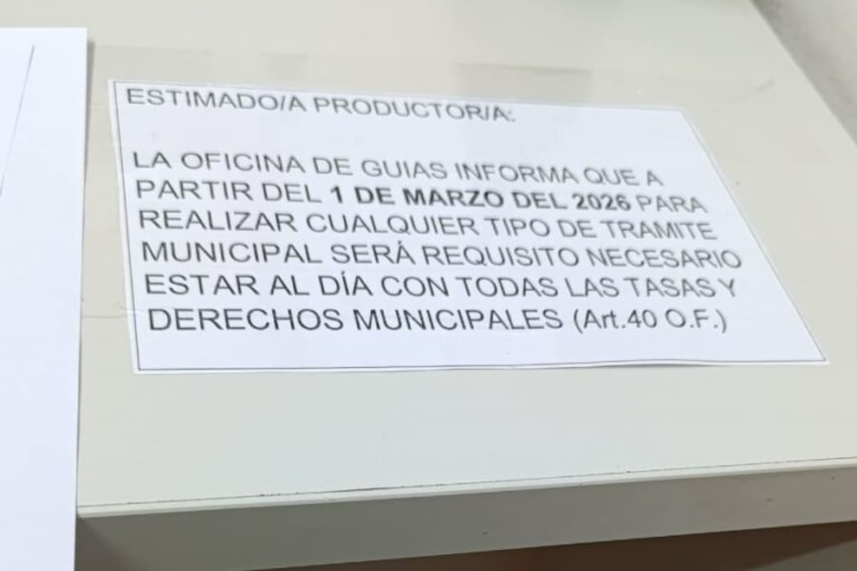 El cartel con que se encuentran los productores cuando van a hacer la guía
