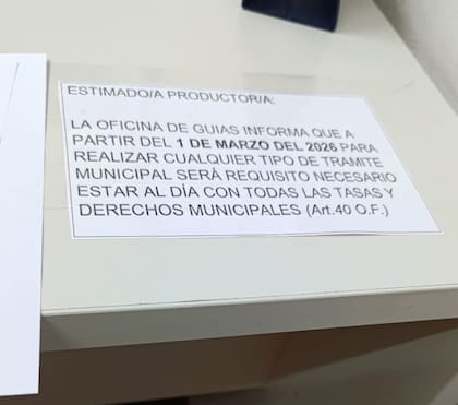 El cartel con que se encuentran los productores cuando van a hacer la guía