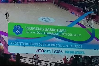 El cartel que determinó que la Argentina perdió los puntos en básquetbol por "negligencia logística"; un verdadero papelón