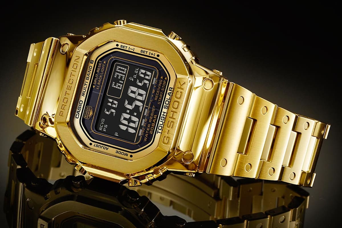 El Casio G-Shock G-D5000-9JR es una edición bañada en oro de 18 kilates que la compañía japonesa fabricó para su 35to aniversario