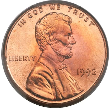 El centavo Lincoln valioso fue acuñado en 1992 por la Casa de la Moneda de Filadelfia