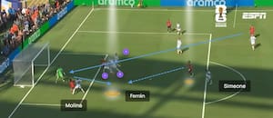 Los 8 detalles del gol de España: los 3 centrales, el empujón de Molina, el botín de Simeone y... Scaloni