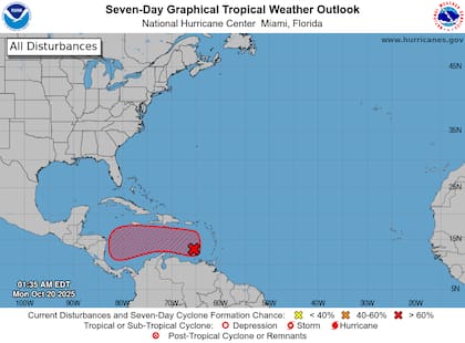 El Centro Nacional de Huracanes monitorea la onda tropical Invest 98L en el Caribe oriental