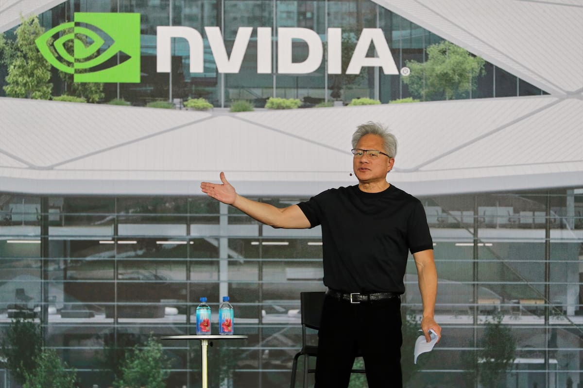 El CEO de Nvidia Jensen Huang en un evento de la compañía en Taipéi, Taiwán, el 27 de mayo del 2026. (AP foto/Chiang Ying-ying)