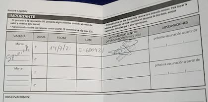 El certificado corregido de Jorgelina Lobos
