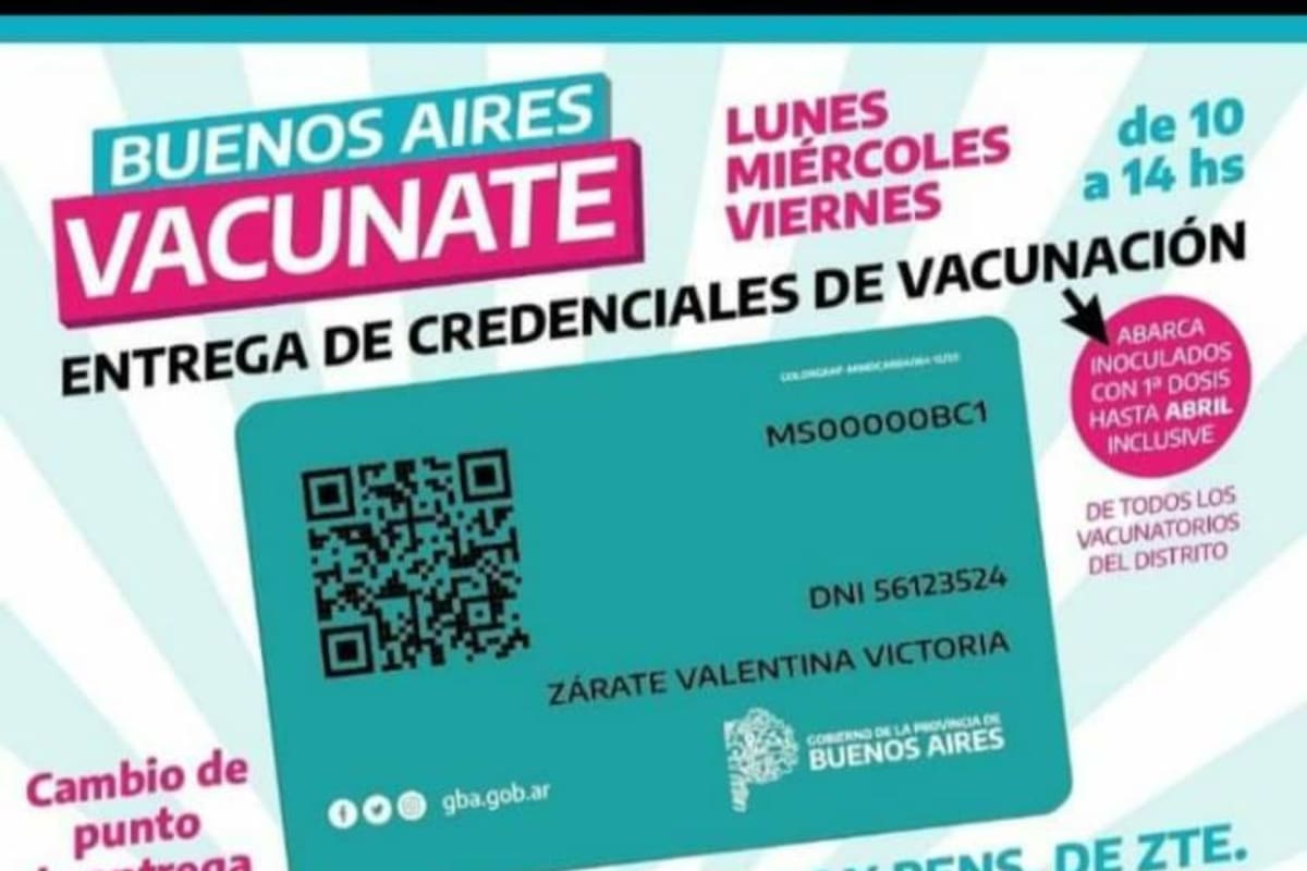 El certificado o credencial de vacunación emitido por la provincia que conduce Axel Kicillof