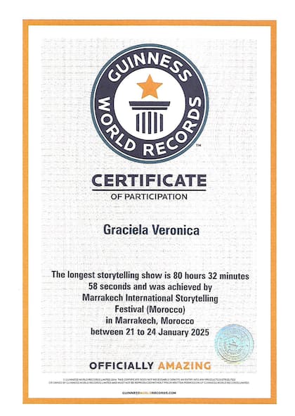 El certificado que acredita el récord Guinness