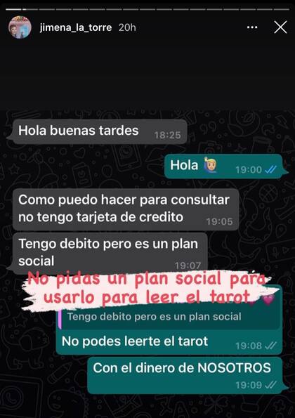 El chat que enfureció a Jimena La Torre