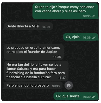 El chat que subió Diógenes Casares