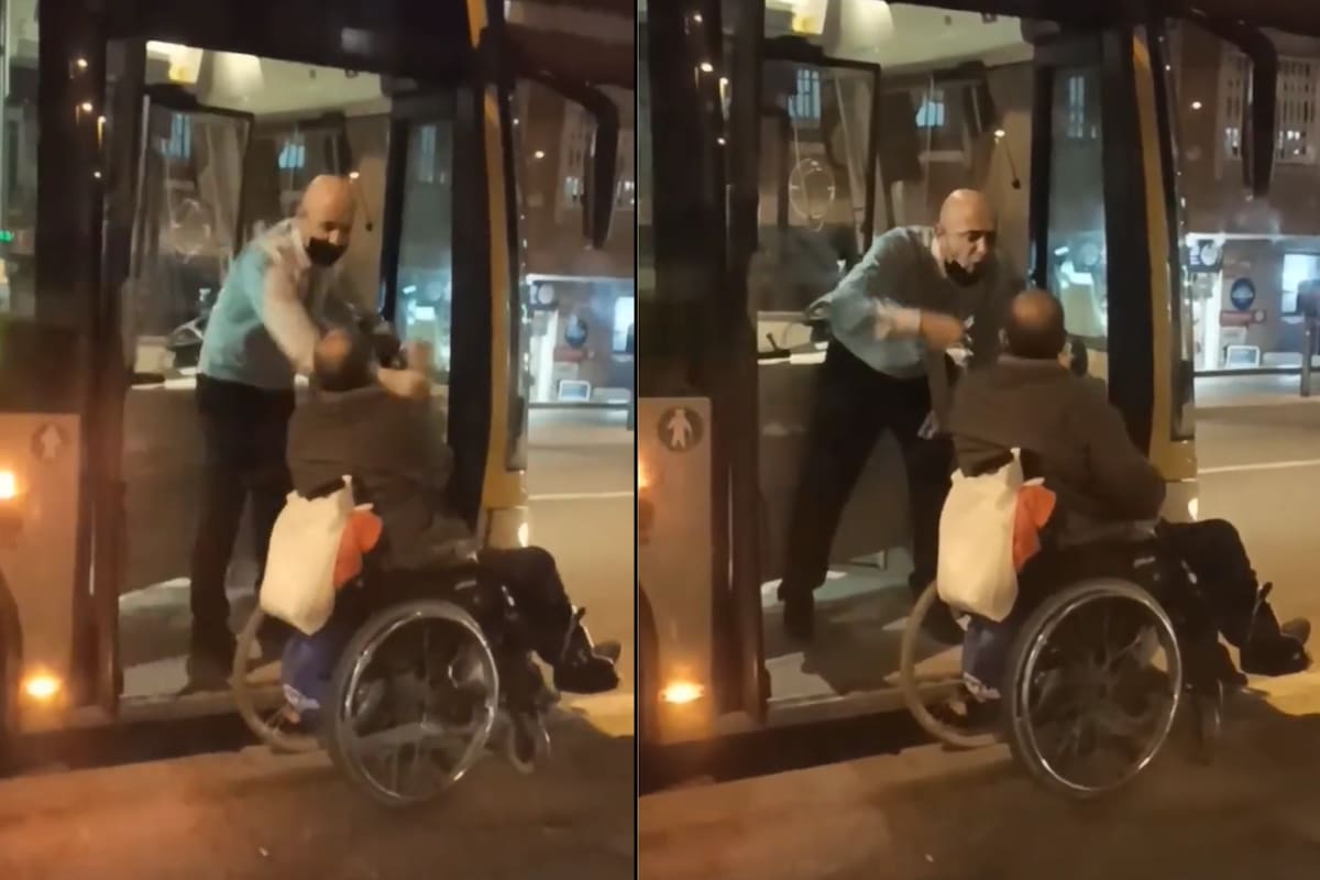 El chofer le impidió subir al vehículo porque, según su versión, la rampa no funcionaba