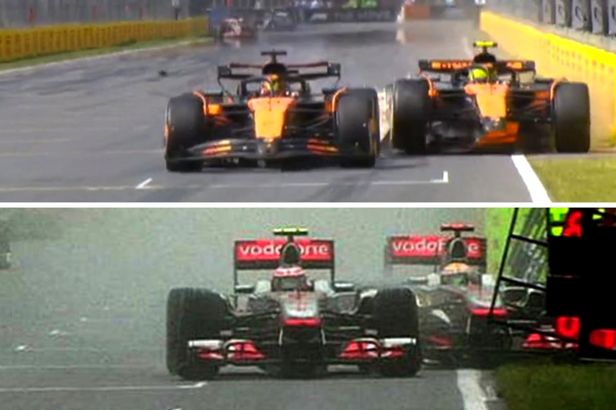 El choque entre Lando Norris y Oscar Piastri en el GP de Canadá fue similar al de Lewis Hamilton y Jenson Button en 2011